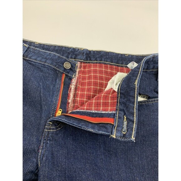 Dickies Flannel Lined Jeans Dark Denim Cotton Straight Leg Womens 14 - Picture 7 of 12